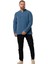 Uzun Kol Erkek Hakim Yaka Double Müslin Sonbahar ve Kışlık Sweatshirt Indigo Indg 1
