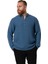 Uzun Kol Erkek Hakim Yaka Double Müslin Sonbahar ve Kışlık Sweatshirt Indigo Indg 3