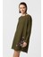 Yeşil Nakış İşlemeli Uzun Kollu Pamuklu Bluz Elbise 4