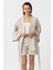Krem Doğal Keten Şortlu Takım Kimono 3