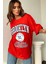 Kadın Kırmızı Brooklyn Athletics Baskılı Oversize T-Shirt 1