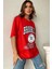 Kadın Kırmızı Brooklyn Athletics Baskılı Oversize T-Shirt 2
