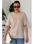 Kadın Bej Bisiklet Yaka Düz T-Shirt 1