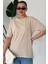 Kadın Bej Bisiklet Yaka Düz T-Shirt 2