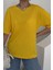 Kadın Sarı Bisiklet Yaka Düz T-Shirt 2