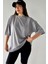 Kadın Düz Renk Gri Oversize T-Shirt 2