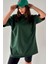 Kadın Düz Renk Nefti Oversize T-Shirt 1