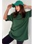 Kadın Düz Renk Nefti Oversize T-Shirt 2