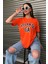 Kadın Turuncu Atlanta Baskılı Oversize T-Shirt 1