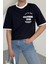 Kadın Lacivert Bisiklet Yaka Yaka Detay California Baskılı Oversize T-Shirt 2