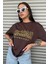 Michigan Baskılı Kahve Oversize T-Shirt 1