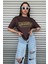 Michigan Baskılı Kahve Oversize T-Shirt 2
