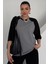 Kadın Antrasit Siyah Reglan Kol Bisiklet Yaka Düz Oversize T-Shirt 1
