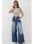 Kadın Bol Paça Kot Pantolon 6705 - Lacivert 1