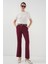6538 Kemerli Ispanyol Paça Pantolon - Bordo 1