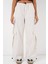 6691 Geniş Paça Kargo Pantolon - Ekru 3