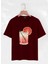 Unisex Oversize Bisiklet Yaka Orange Cocktail Baskılı Basic T-Shirt - Bordo 1