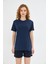 Kadın Konforlu %100 Pamuk Kısa Kollu Günlük Tişört 2