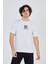 Erkek Bisiklet Yakalı Baskılı T-Shirt - Beyaz 1