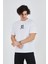 Erkek Bisiklet Yakalı Baskılı T-Shirt - Beyaz 3