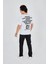 Erkek Bisiklet Yakalı Baskılı T-Shirt - Beyaz 4