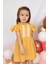 Kız Bebek Laila Dantel Detay Hardal Şile Bezi Elbise Bandana Takım 1