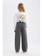 Kız Çocuk Wide Leg Geniş Bol Paça Beli Lastikli Basic Düz Eşofman Altı D3889A824WN 6