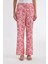 Straight Fit Desenli Cepli Yüksek Bel Geniş Paça Kumaş Pantolon D3173AX24HS 1