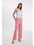Straight Fit Desenli Cepli Yüksek Bel Geniş Paça Kumaş Pantolon D3173AX24HS 3