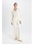 Wide Leg Geniş Paça Eşofman Altı Normal Bel Fitilli Kaşkorse Kumaş Basic Düz B2405AX24AU 3