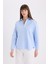 Oversize Geniş Kalıp Basic Düz Oxford Uzun Kollu Gömlek C4597AX25SP 6