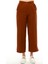 Kadın Yüksek Bel Cebi Kapaklı Rahat Kalıp Palazzo Pantolon - Kahve Rengi 3