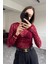 Drape Detay Tül Bluz- Bordo 2