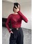 Drape Detay Tül Bluz- Bordo 3