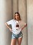 0 Yaka Ayıcık Nakışlı Kadın Oversize T-Shirt 1