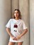 0 Yaka Ayıcık Nakışlı Kadın Oversize T-Shirt 4