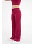 Bordo Bağcıklı Fitted/vücuda Oturan Esnek Fitilli Örme Pantolon 2