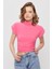 13185 Vatkalı Drapeli Kısa Kollu Bluz Pembe 1