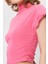13185 Vatkalı Drapeli Kısa Kollu Bluz Pembe 4
