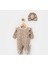 Viki Leopar Desenli Şapkalı Bebek Tulum Set 1