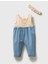 Lima Kız Bebek Dantel Roba Detaylı Denim Tulum Set 1