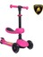 L5 2in1 Pembe Katlanabilir 3 Tekerlekli Oturaklı Işıklı Çocuk Scooter 2