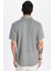 Erkek Slim Fit Dar Kesim Kısa Kollu Örme Doku Apaş Yaka Gri Gömlek 5