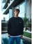 Kışlık Bisiklet Yaka Oversize Baskılı Sweatshirt - Siyah 3