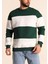 Parçalı Bisiklet Yaka Baskılı Sweatshirt - Yeşil 1