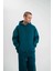 Unisex Double Oversize Kapşonlu Basic Sweatshirt - Koyu Deniz Yeşili 1