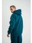 Unisex Double Oversize Kapşonlu Basic Sweatshirt - Koyu Deniz Yeşili 3