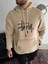 Üç Iplik Kapşonlu Baskılı Sweatshirt - Bej 1