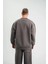 Uzun Kol Bisiklet Yaka Basic Sweatshirt - Füme 4