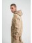 Unisex Double Oversize Kapşonlu Yıkamalı Sweatshirt - Bej 3
